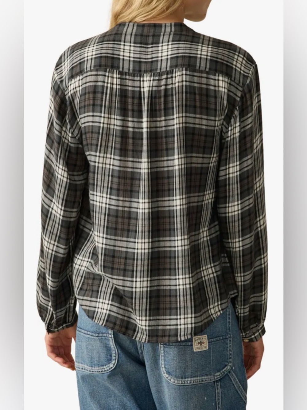 Faherty Drift Plaid Button-Up Shirt in Timberwood Plaid Size S Modal Linen - Picture 2 of 9